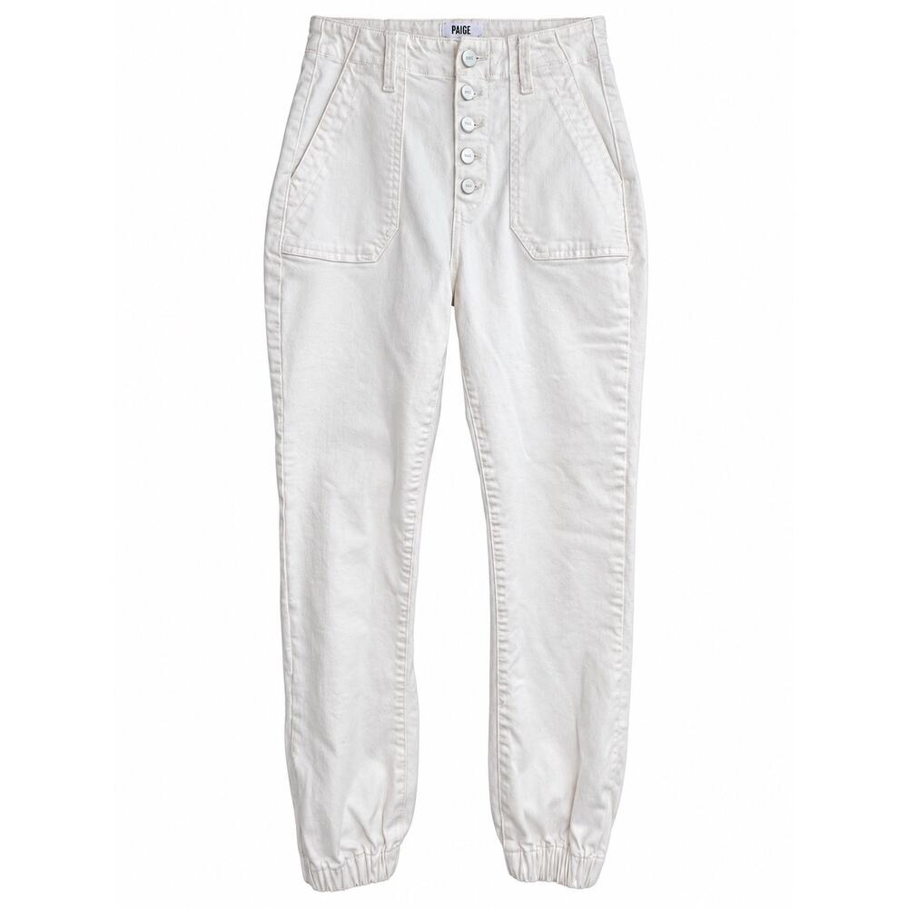 PAIGE High Rise Mayslie Jogger Jeans Crisp White Utility Pants 25 - Picture 2 of 11